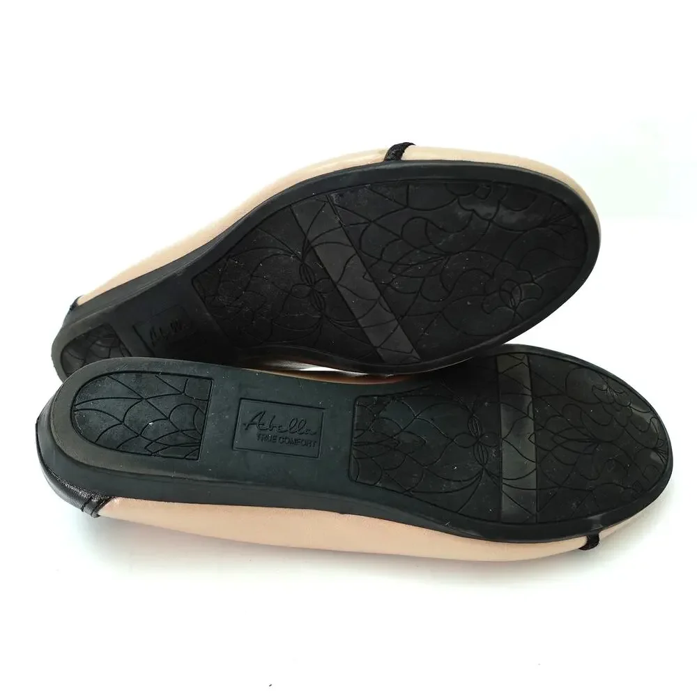 Abella Comfort Nude Black Tan Leather Classic Round Toe Ballet Flats Size 10 - Picture 6 of 7